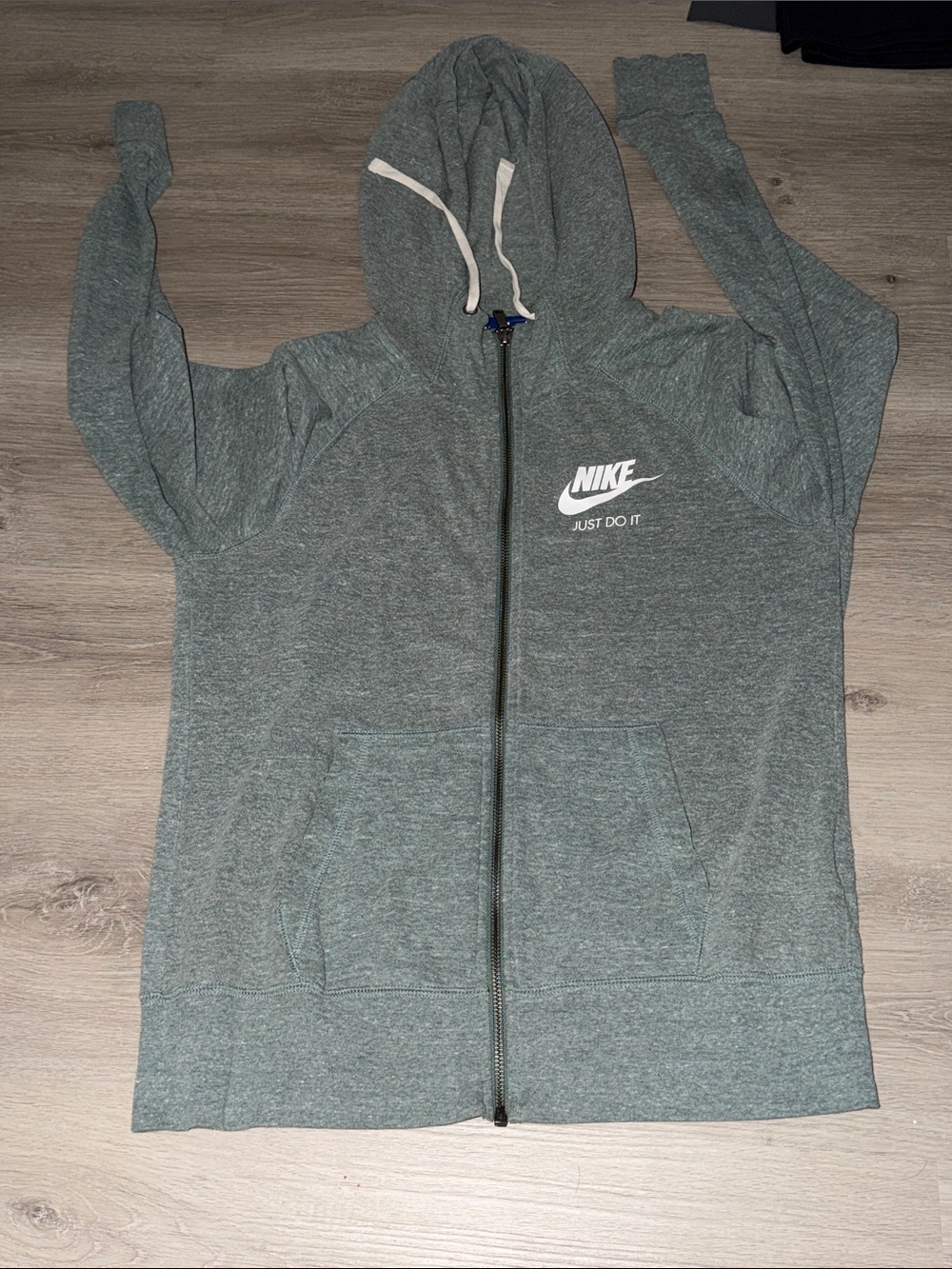 Nike Heather Gray Blue Full-Zip Hoodie with White Swoosh